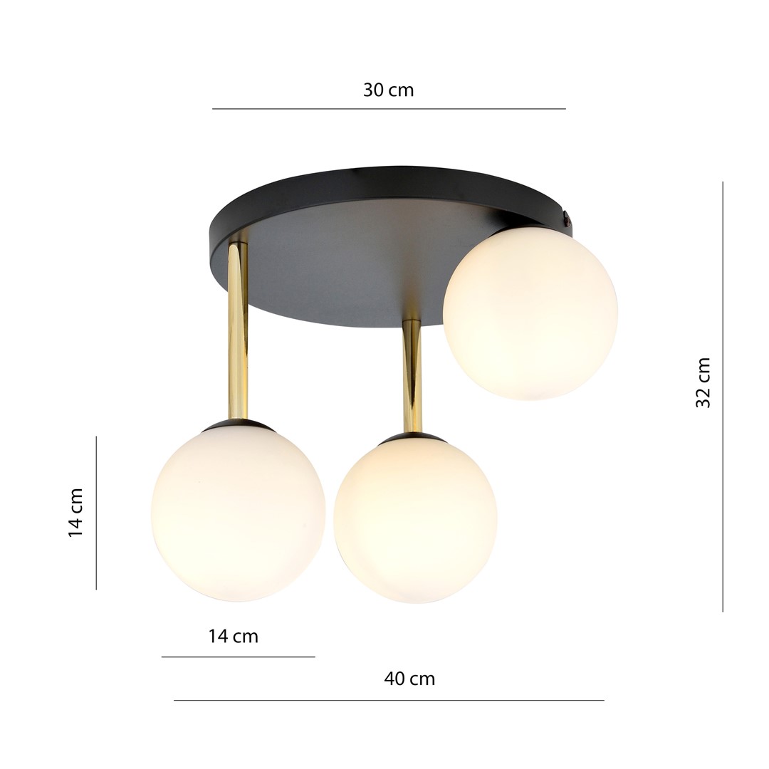 Emibig Stropna svjetiljka DOLCE 230V 10W MAX LED E14 Čelik/ Staklo Crna/ Zlatna