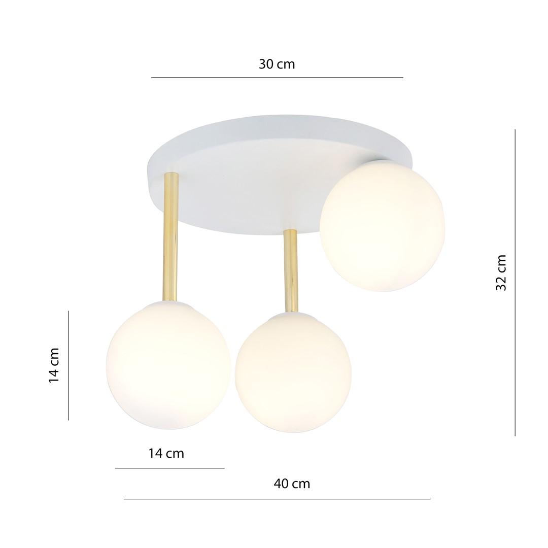 Emibig Stropna svjetiljka DOLCE 230V 10W MAX LED E14 Čelik/ Staklo Bijela/ Zlatna