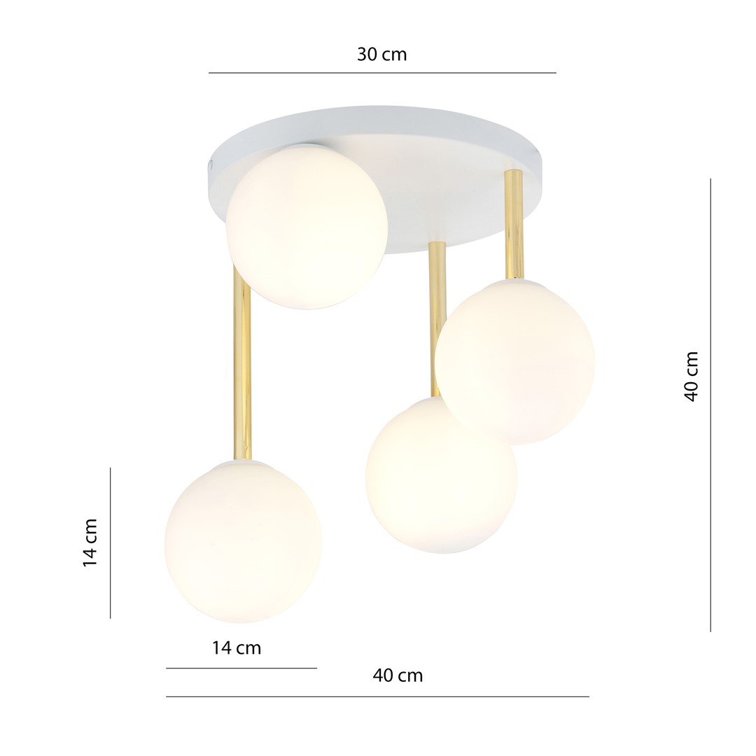 Emibig Stropna svjetiljka DOLCE 230V 10W MAX LED E14 Čelik/ Staklo Bijela/ Zlatna
