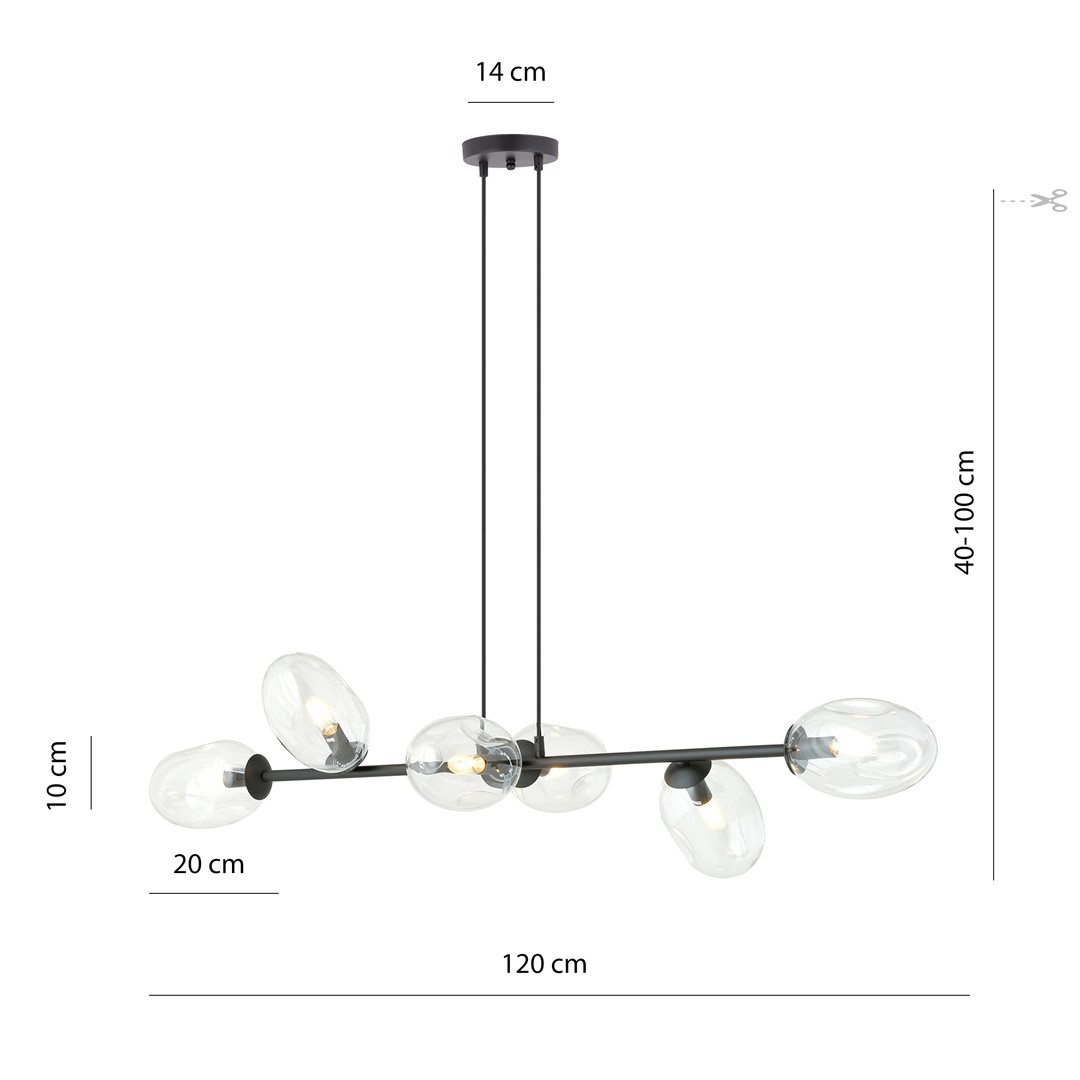 Emibig Visilica PANDORA 230V 10W MAX LED E14 Čelik/ Staklo Crna