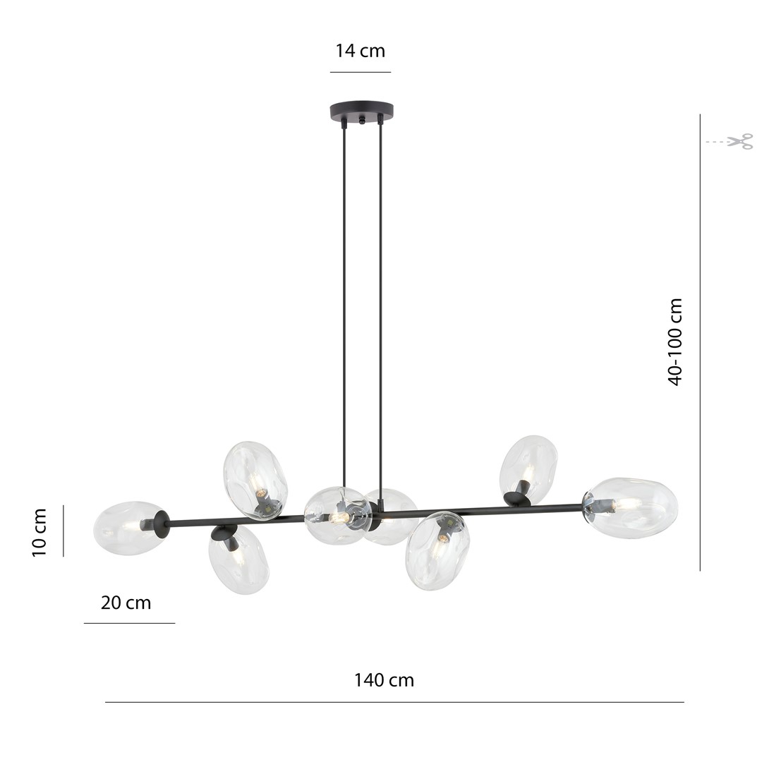 Emibig Visilica PANDORA 230V 10W MAX LED E14 Čelik/ Staklo Crna