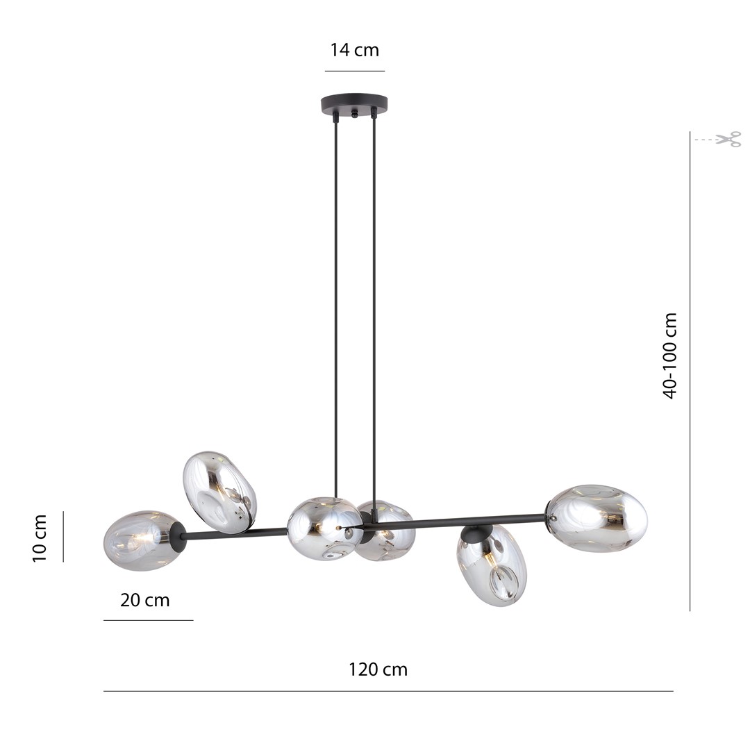 Emibig Visilica PANDORA 230V 10W MAX LED E14 Čelik/ Staklo Crna