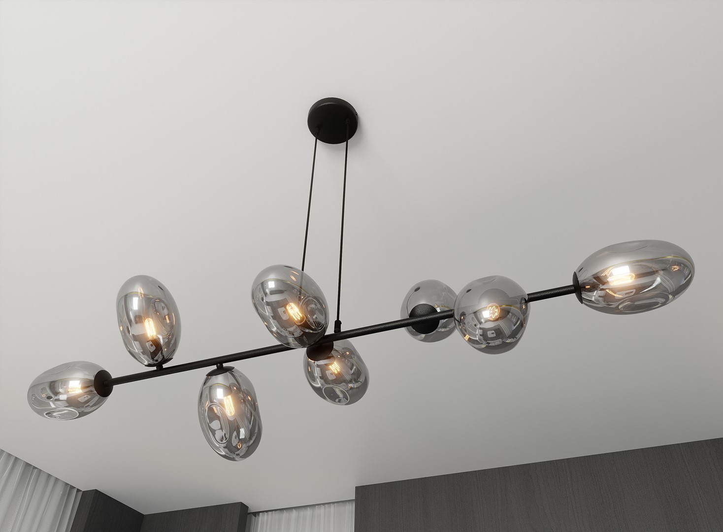 Emibig Visilica PANDORA 230V 10W MAX LED E14 Čelik/ Staklo Crna