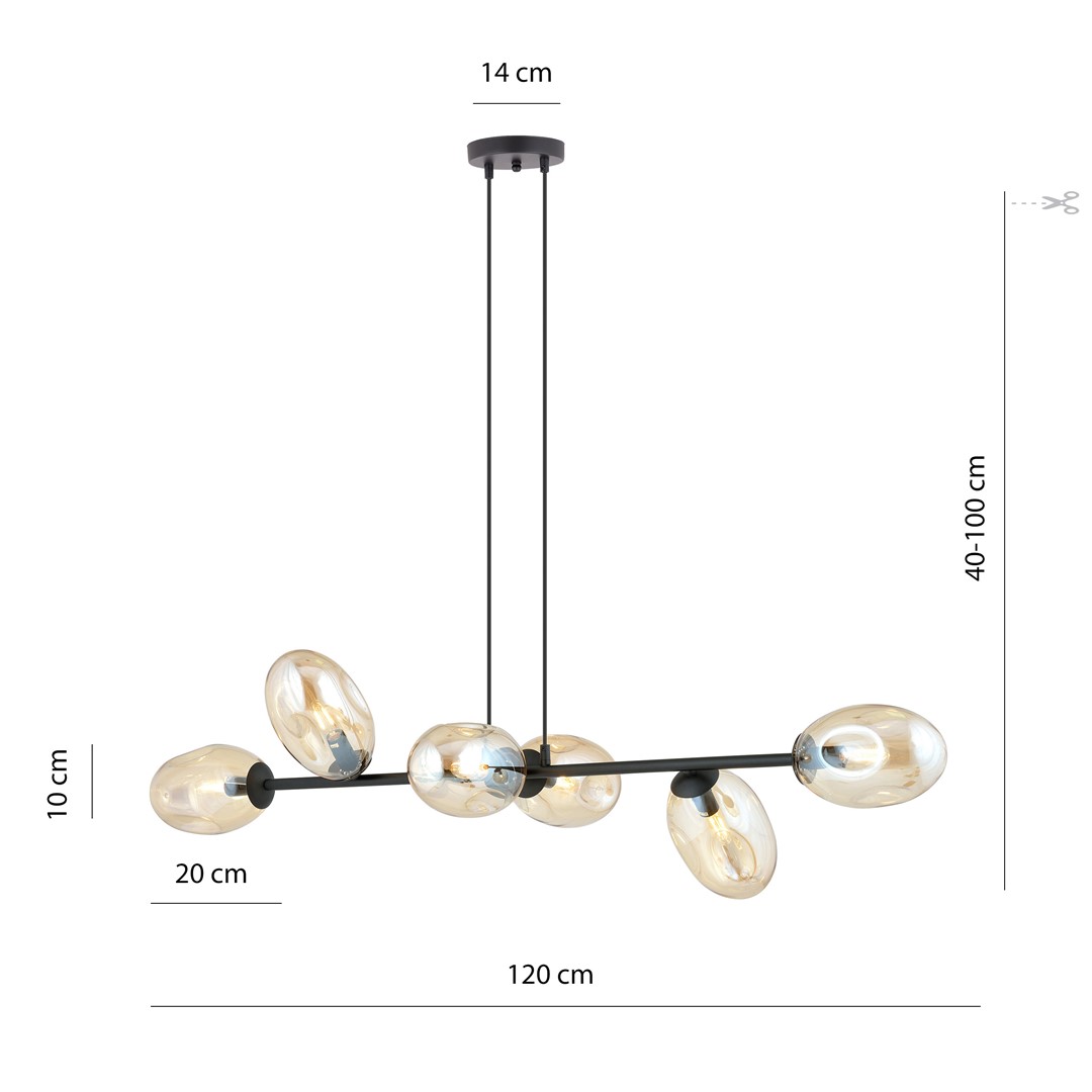 Emibig Visilica PANDORA 230V 10W MAX LED E14 Čelik/ Staklo Crna