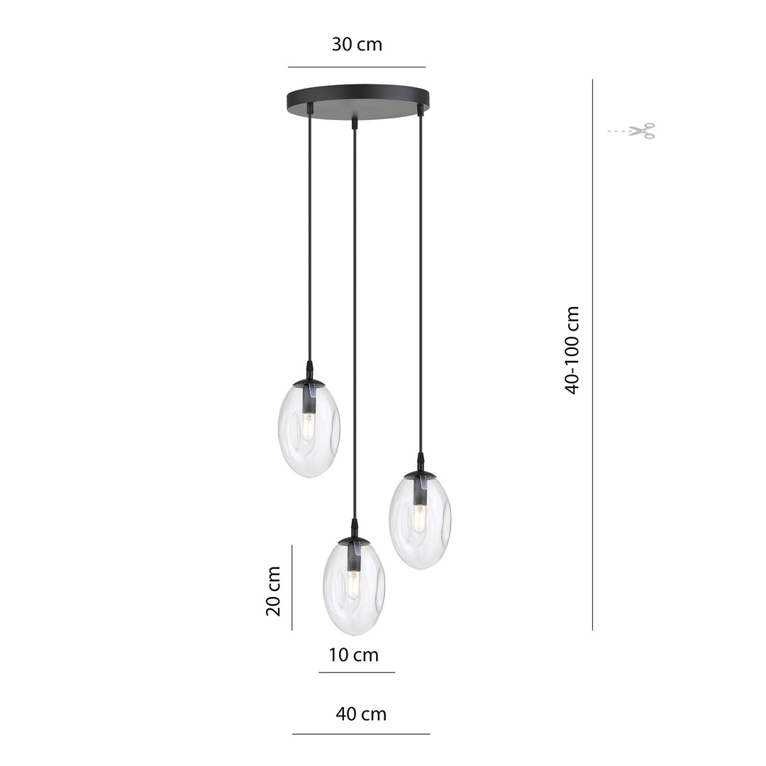 Emibig Visilica ASTRAL 230V 10W MAX LED E14 Čelik/ Staklo Crna