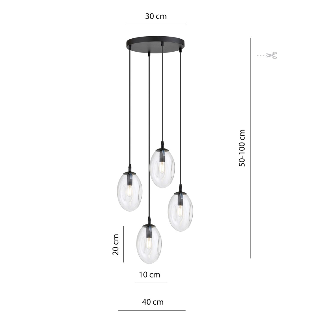 Emibig Visilica ASTRAL 230V 10W MAX LED E14 Čelik/ Staklo Crna