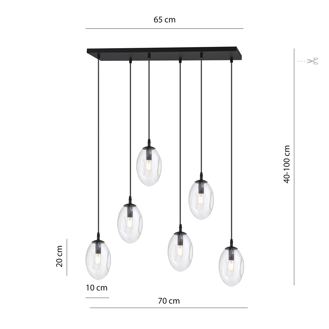 Emibig Visilica ASTRAL 230V 10W MAX LED E14 Čelik/ Staklo Crna