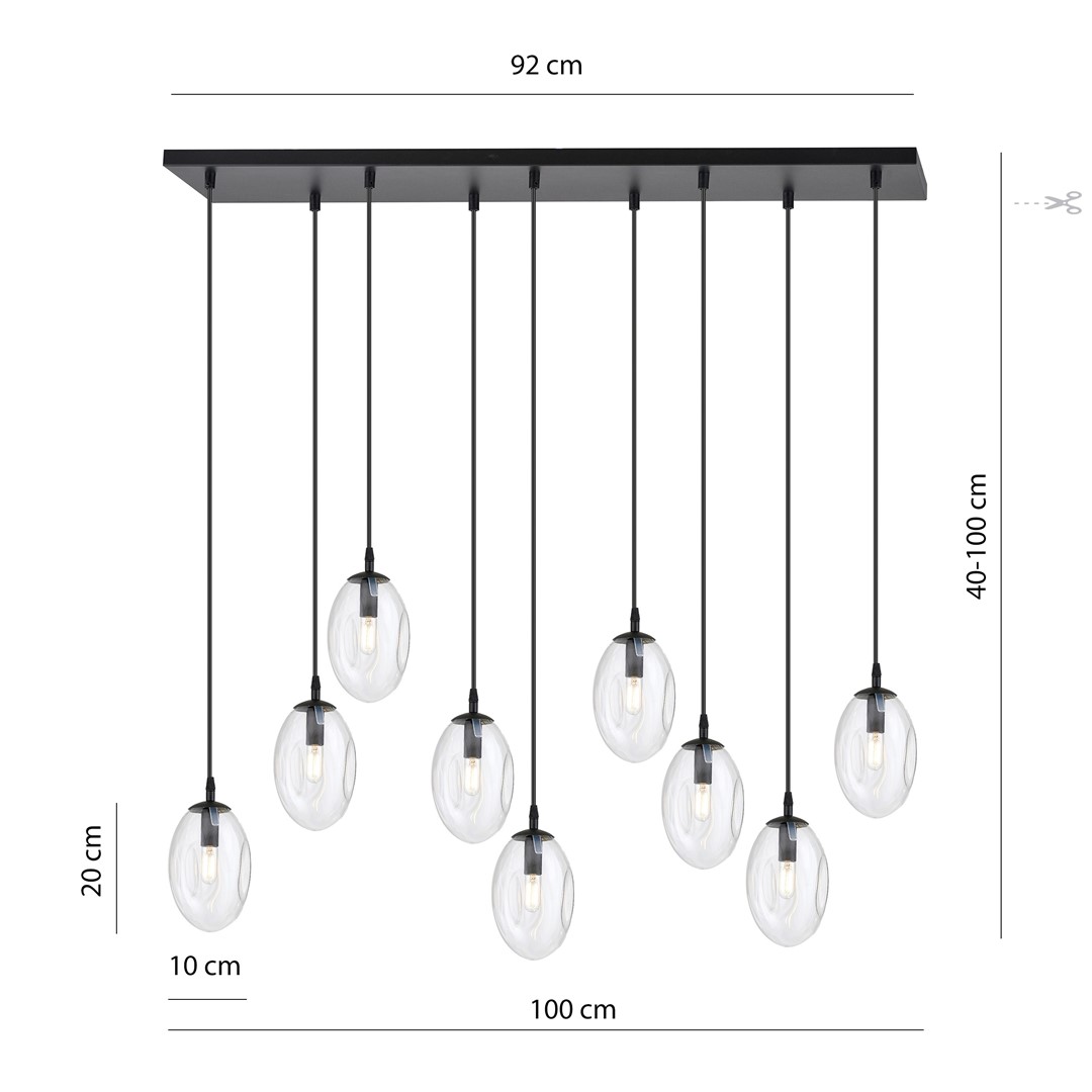 Emibig Visilica ASTRAL 230V 10W MAX LED E14 Čelik/ Staklo Crna