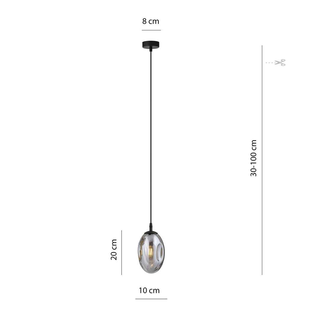 Emibig Visilica ASTRAL 230V 10W MAX LED E14 Čelik/ Staklo Crna