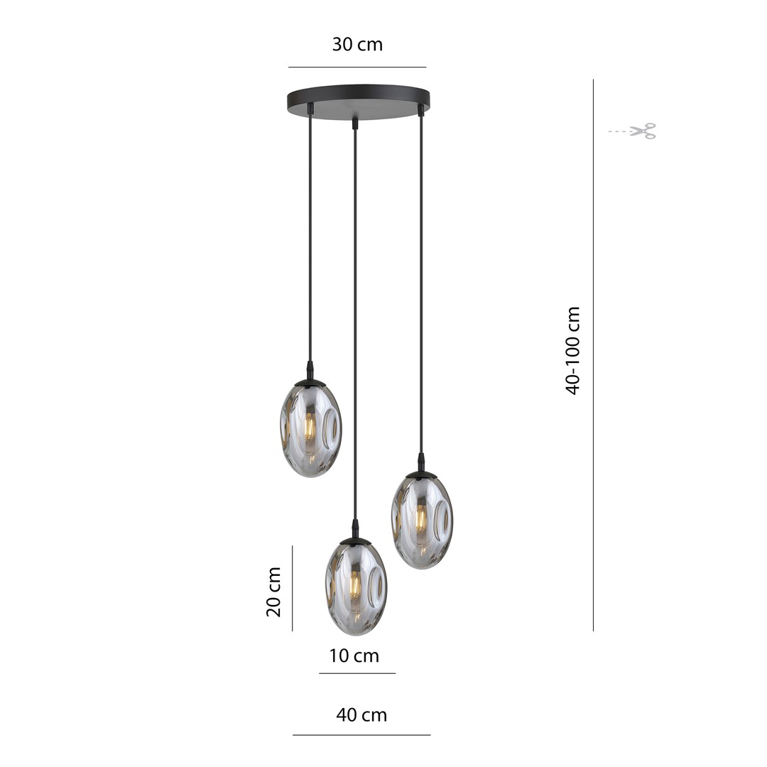 Emibig Visilica ASTRAL 230V 10W MAX LED E14 Čelik/ Staklo Crna
