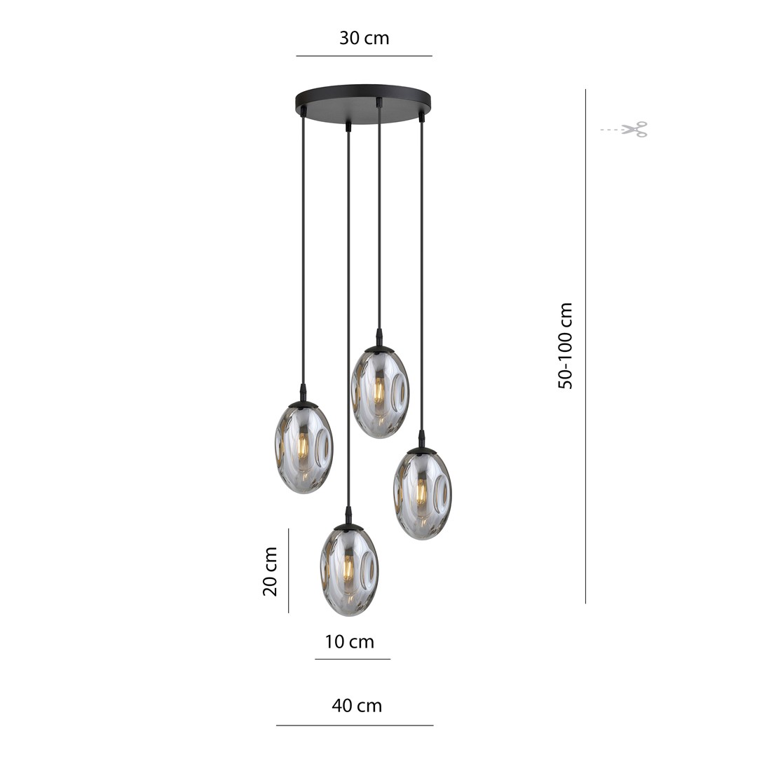 Emibig Visilica ASTRAL 230V 10W MAX LED E14 Čelik/ Staklo Crna