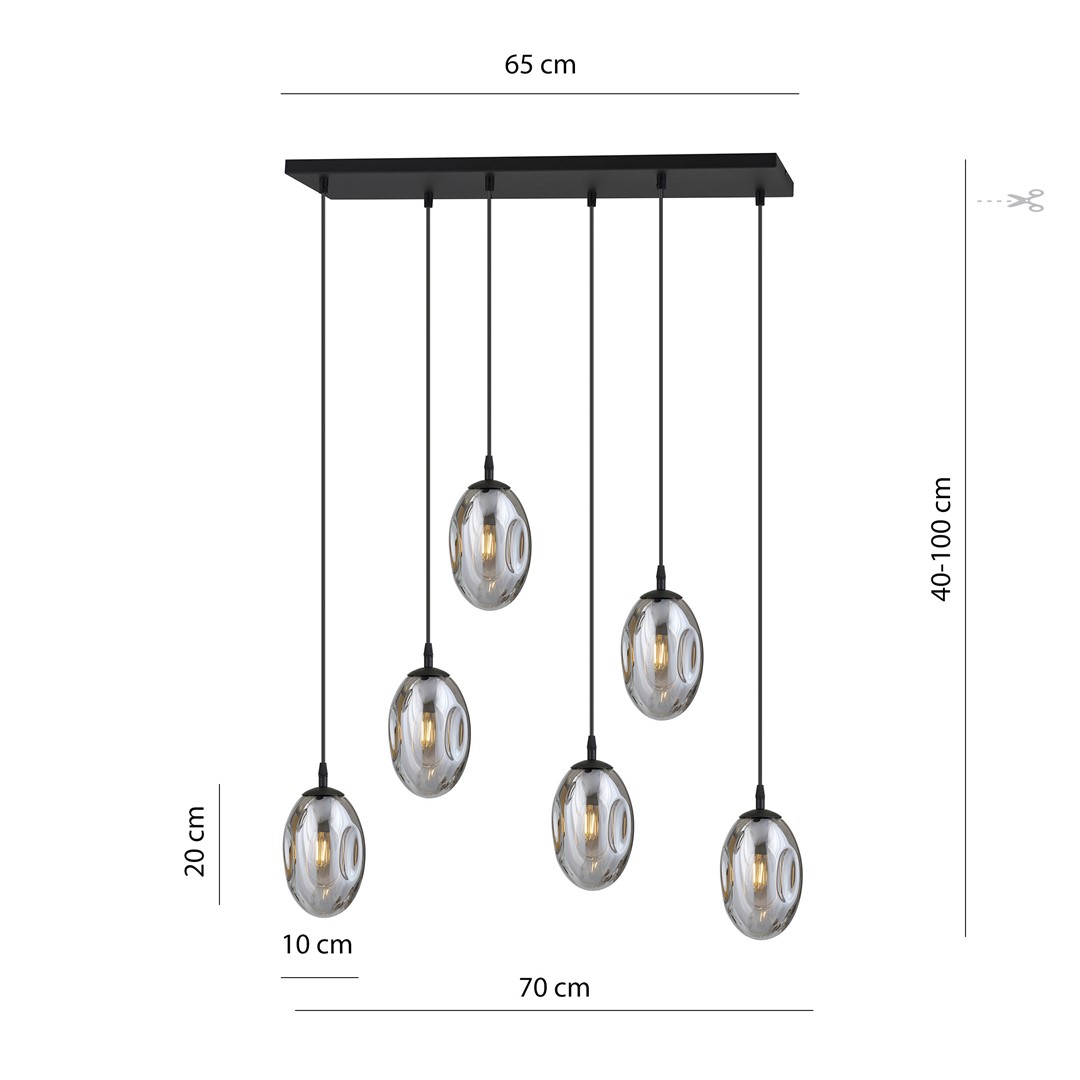 Emibig Visilica ASTRAL 230V 10W MAX LED E14 Čelik/ Staklo Crna