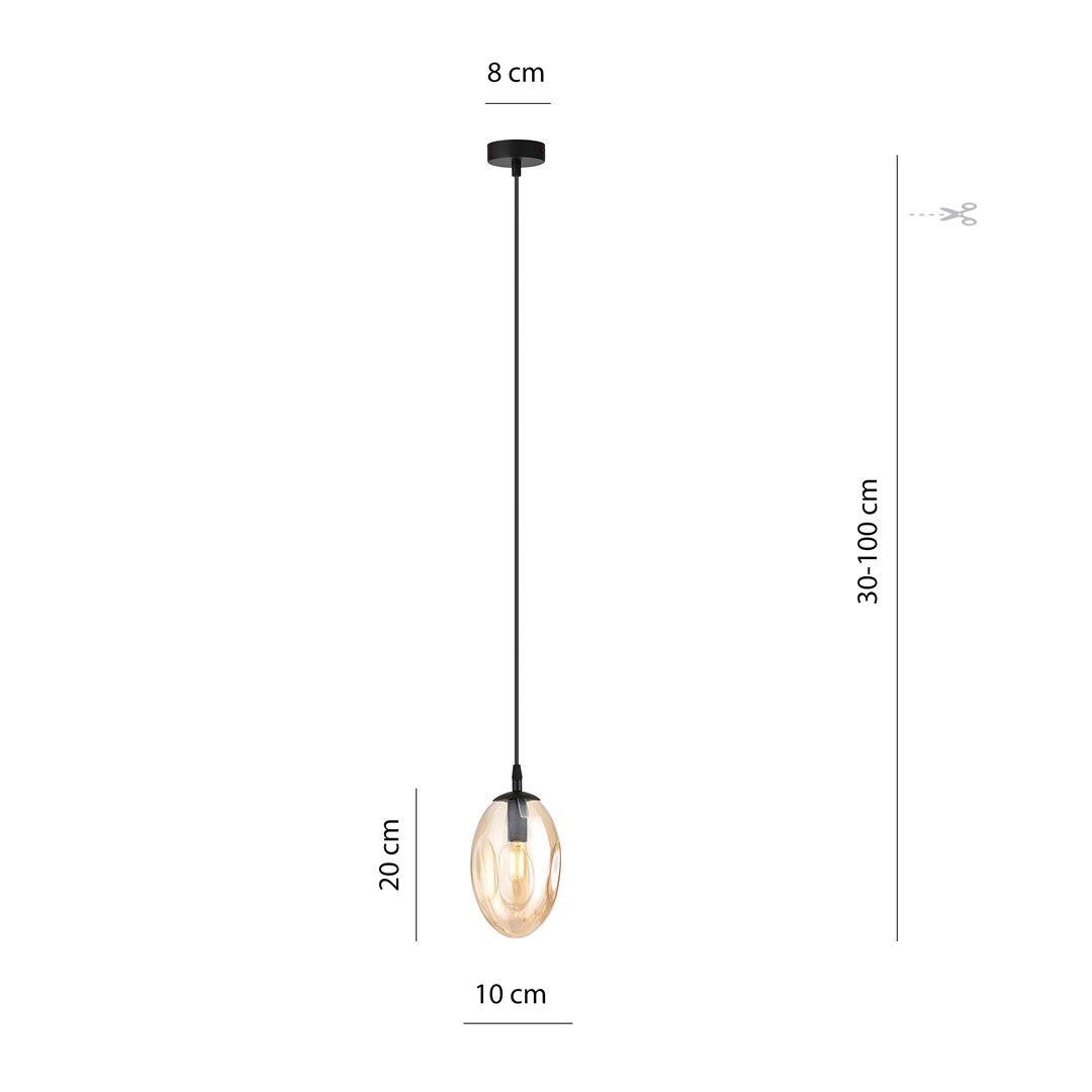 Emibig Visilica ASTRAL 230V 10W MAX LED E14 Čelik/ Staklo Crna