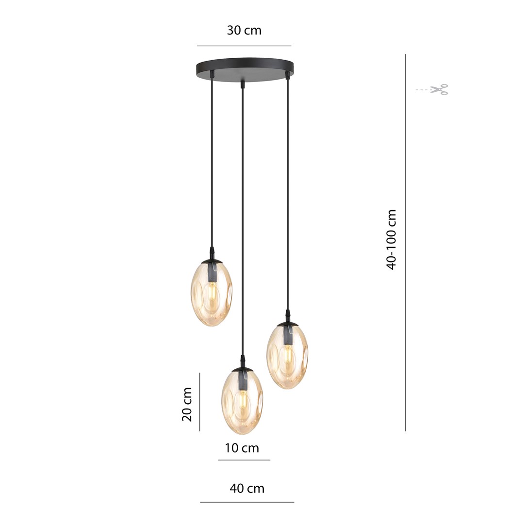 Emibig Visilica ASTRAL 230V 10W MAX LED E14 Čelik/ Staklo Crna