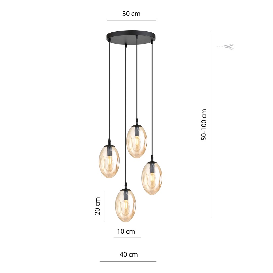 Emibig Visilica ASTRAL 230V 10W MAX LED E14 Čelik/ Staklo Crna