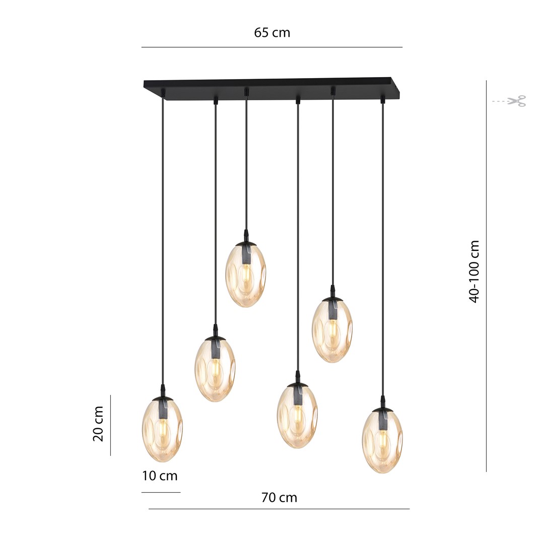 Emibig Visilica ASTRAL 230V 10W MAX LED E14 Čelik/ Staklo Crna
