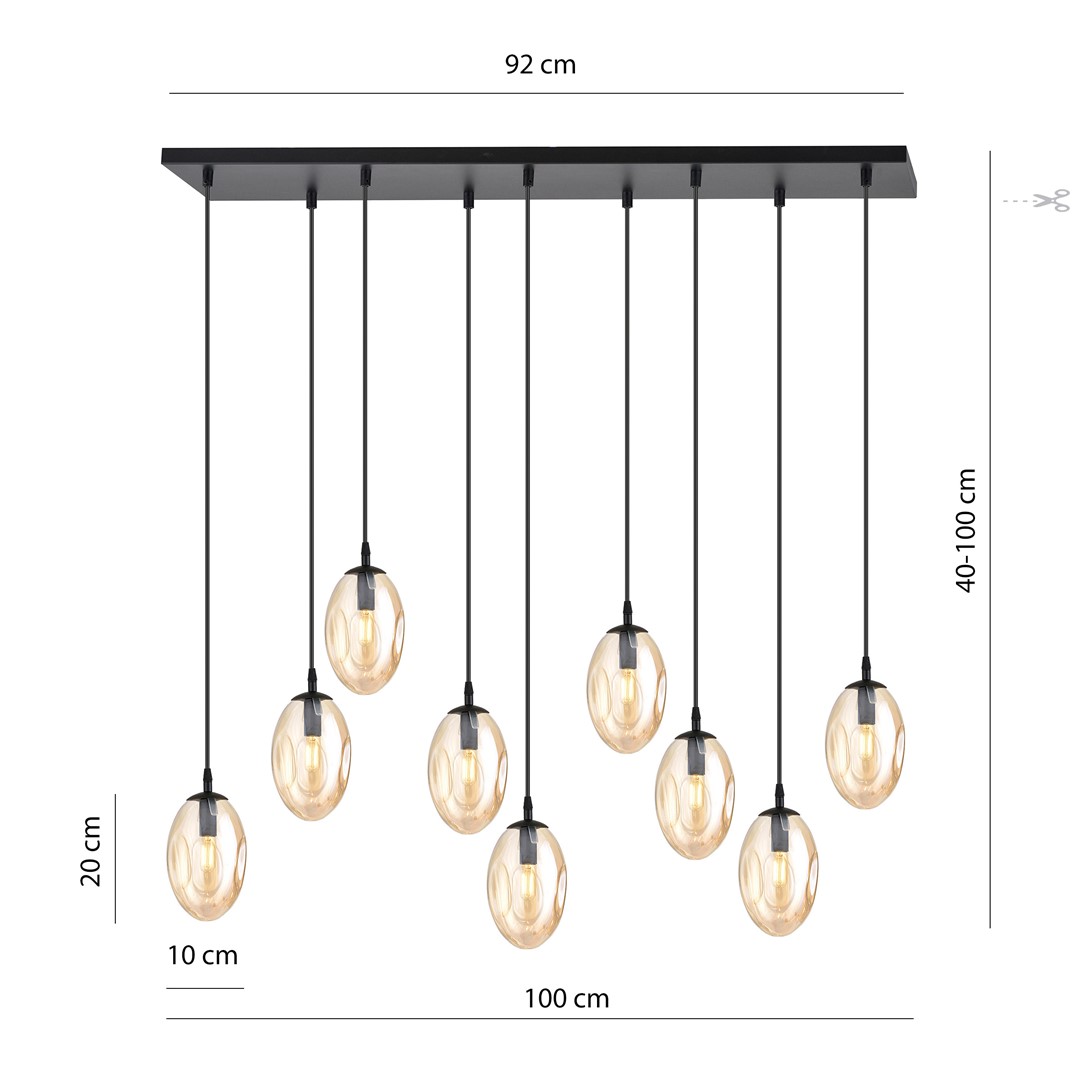 Emibig Visilica ASTRAL 230V 10W MAX LED E14 Čelik/ Staklo Crna
