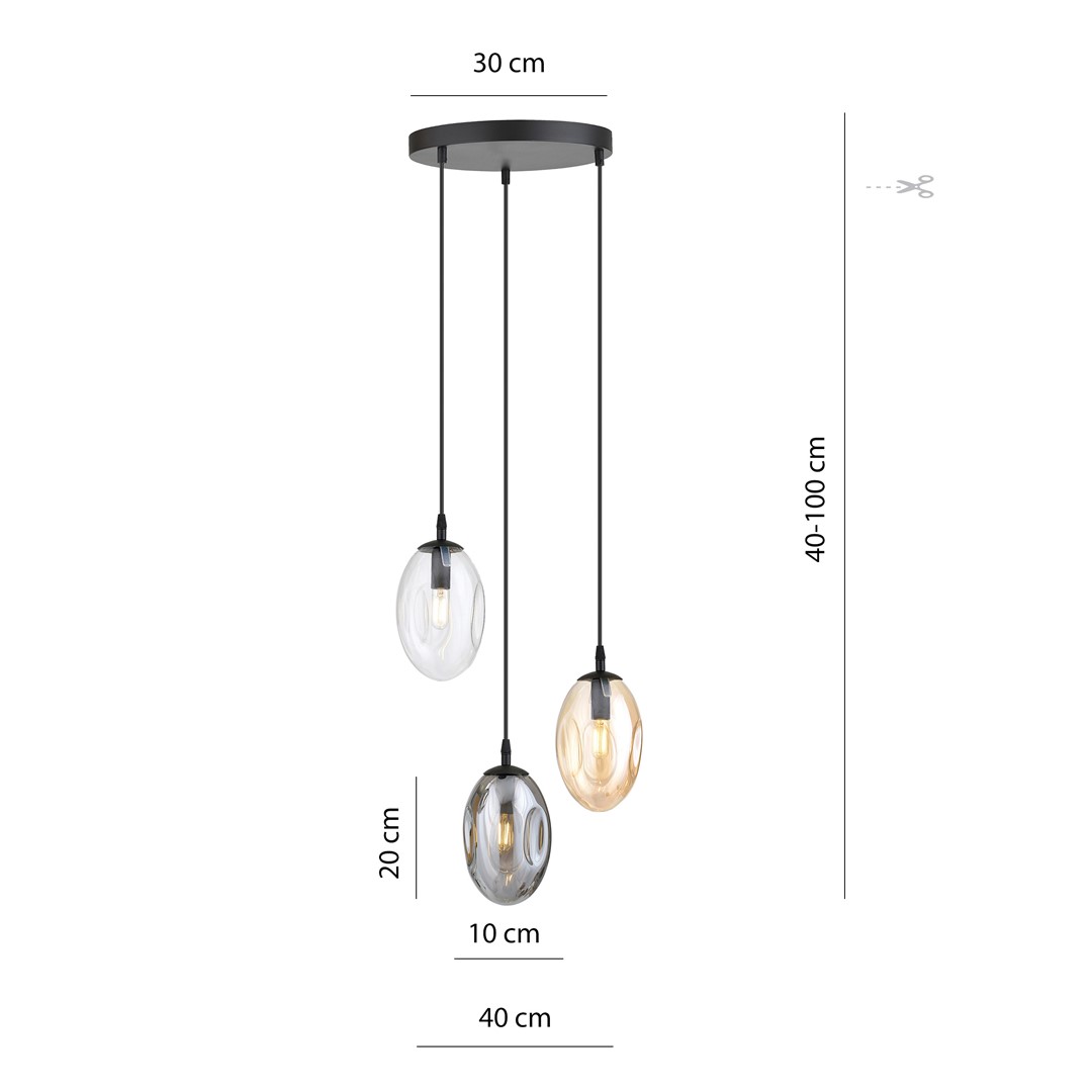Emibig Visilica ASTRAL 230V 10W MAX LED E14 Čelik/ Staklo Crna