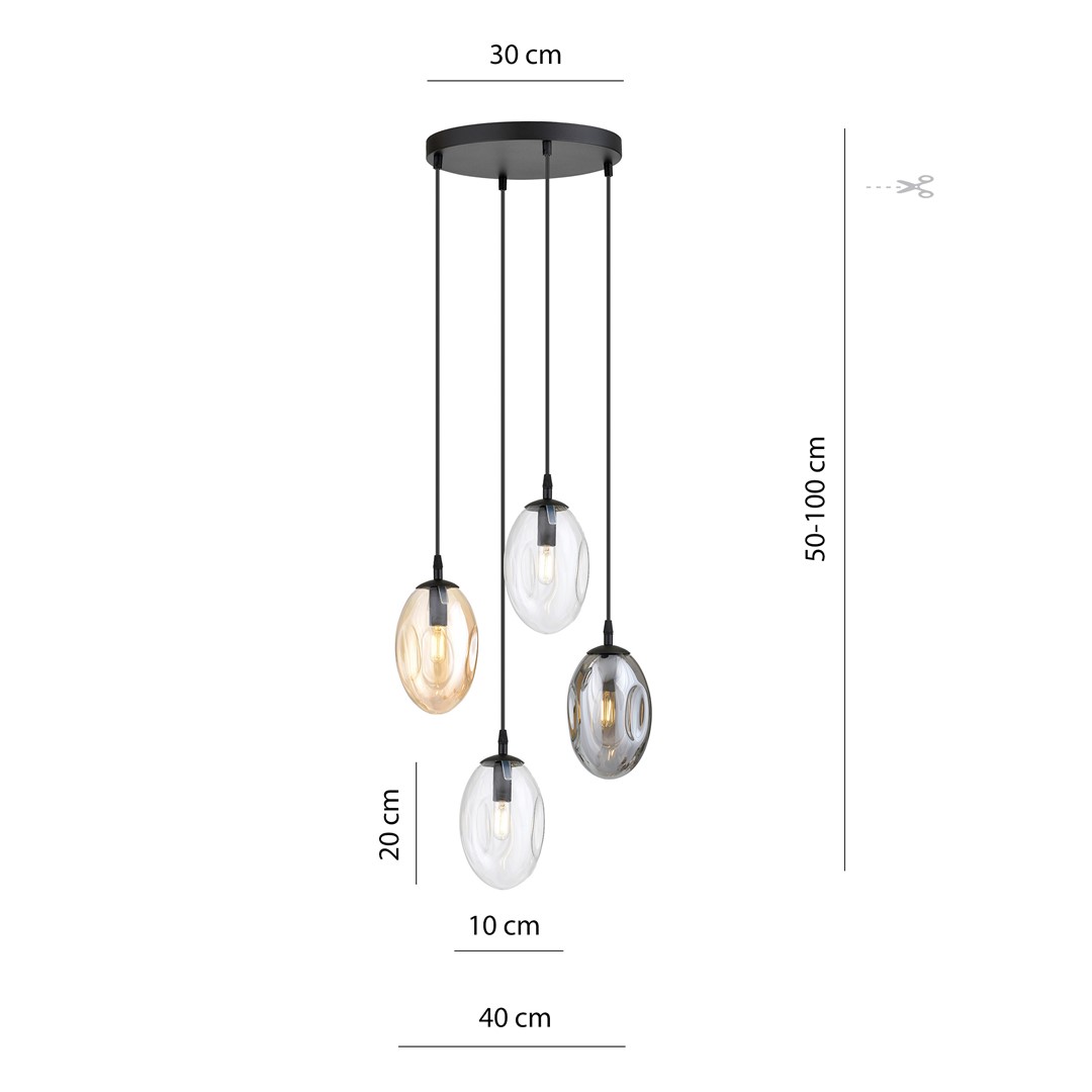 Emibig Visilica ASTRAL 230V 10W MAX LED E14 Čelik/ Staklo Crna