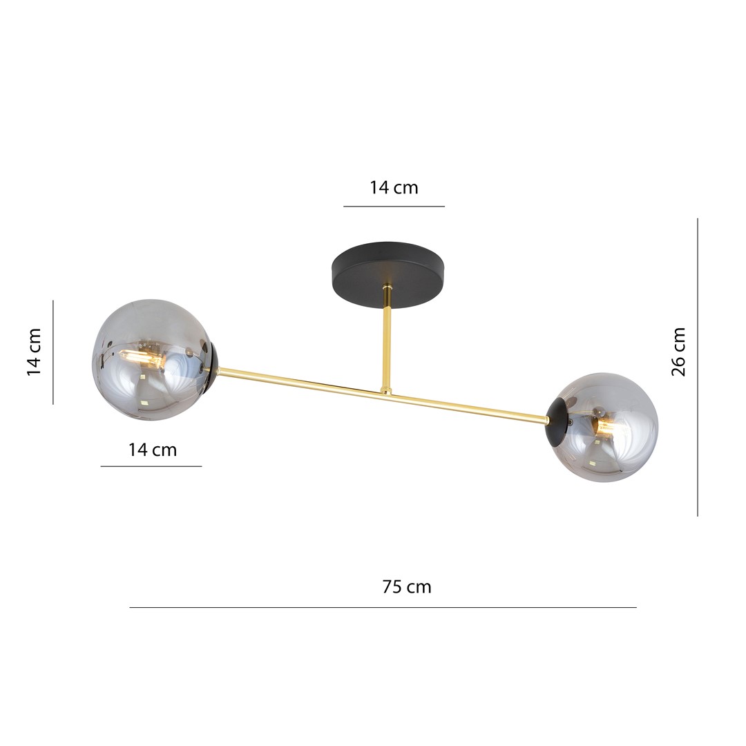 Emibig Stropna svjetiljka MAGNUM 230V 10W MAX LED E14 Čelik/ Staklo Crna/ Zlatna