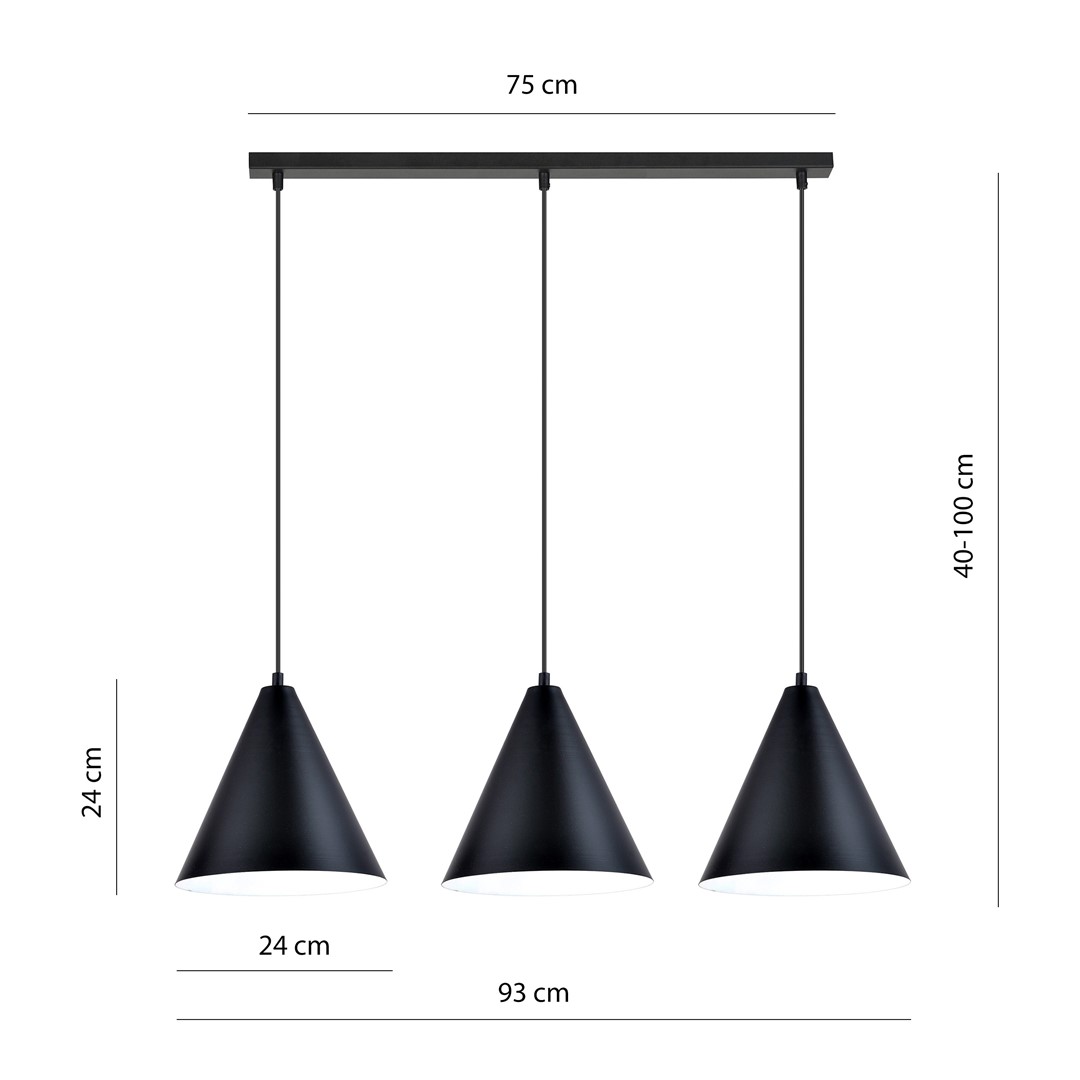 Emibig Visilica REBEL 230V 15W MAX LED E27 Čelik Crna/ Bijela