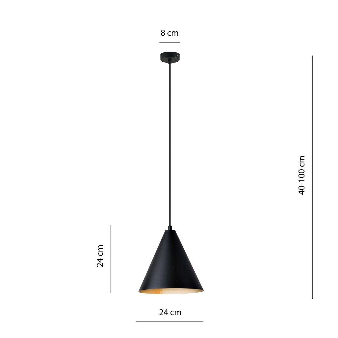 Emibig Visilica REBEL 230V 15W MAX LED E27 Čelik Crna/ Zlatna