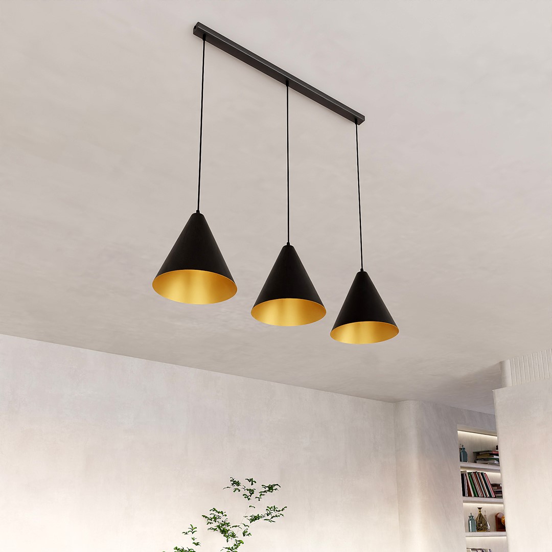 Emibig Visilica REBEL 230V 15W MAX LED E27 Čelik Crna/ Zlatna