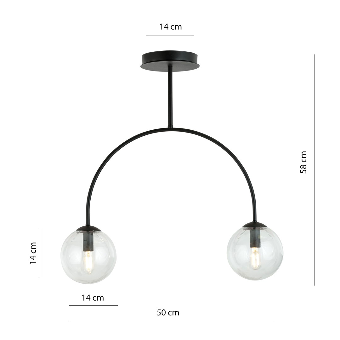 Emibig Luster ARCHI 230V 10W MAX LED E14 Čelik/ Staklo Crna
