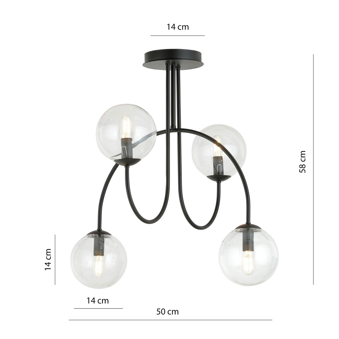 Emibig Luster ARCHI 230V 10W MAX LED E14 Čelik/ Staklo Crna