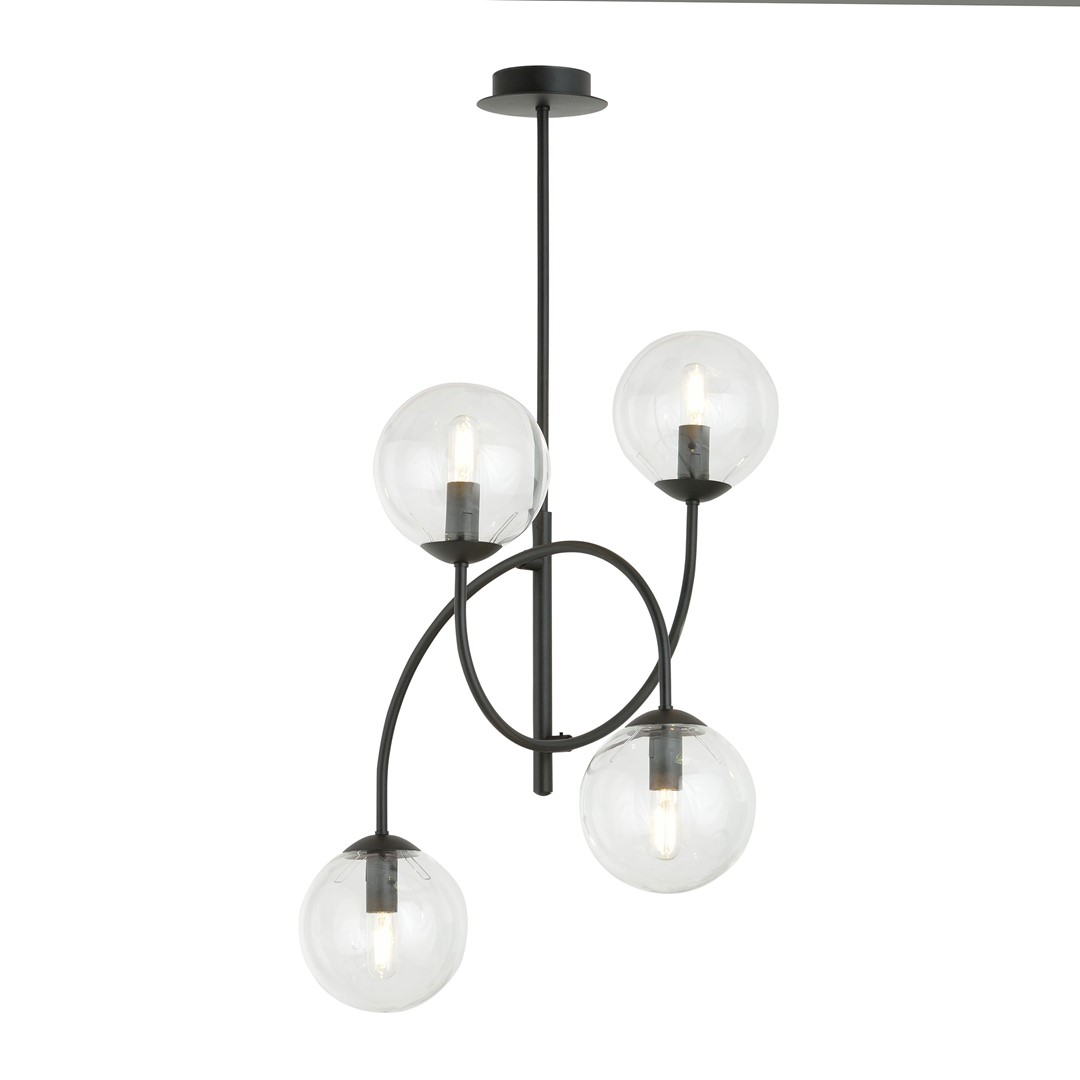 Emibig Luster ARCHI 230V 10W MAX LED E14 Čelik/ Staklo Crna