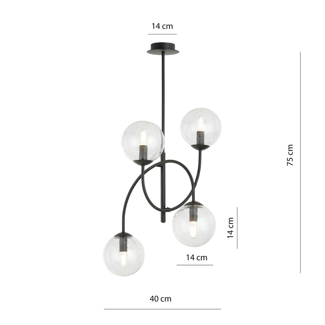 Emibig Luster ARCHI 230V 10W MAX LED E14 Čelik/ Staklo Crna