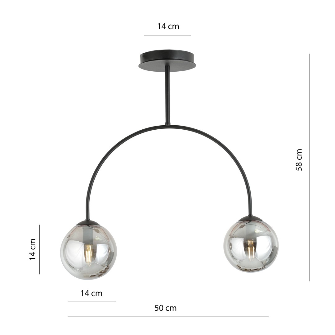 Emibig Luster ARCHI 230V 10W MAX LED E14 Čelik/ Staklo Crna
