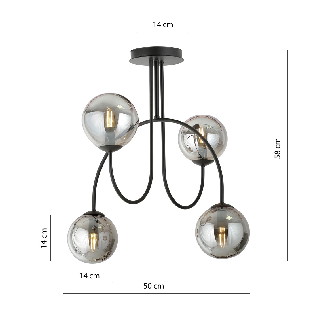 Emibig Luster ARCHI 230V 10W MAX LED E14 Čelik/ Staklo Crna