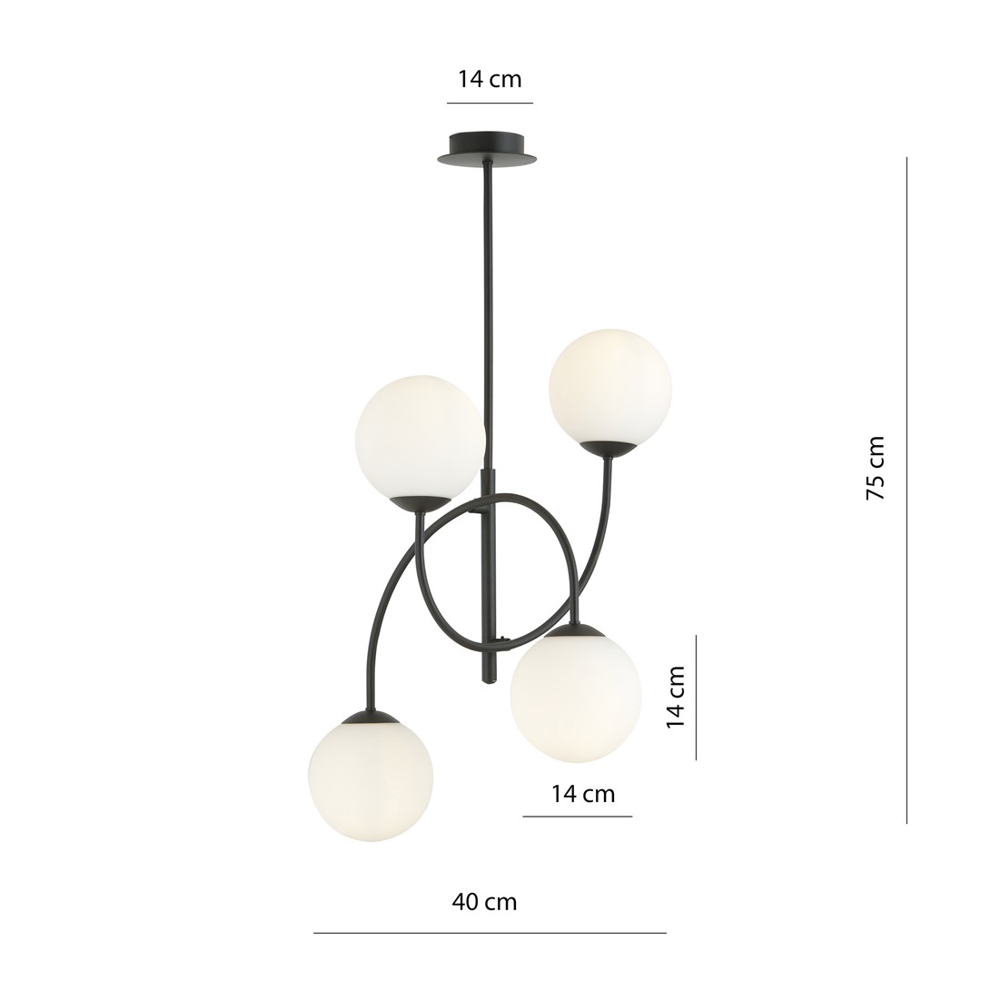 Emibig Luster ARCHI 230V 10W MAX LED E14 Čelik/ Staklo Crna