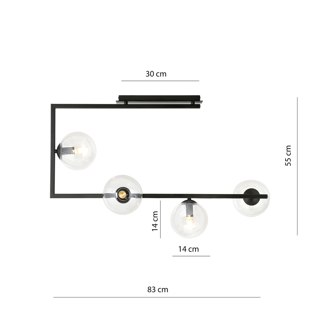 Emibig Stropna svjetiljka SOMA 230V 10W MAX LED E14 Čelik/ Staklo Crna