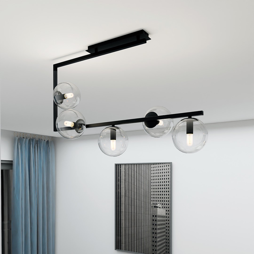 Emibig Stropna svjetiljka SOMA 230V 10W MAX LED E14 Čelik/ Staklo Crna