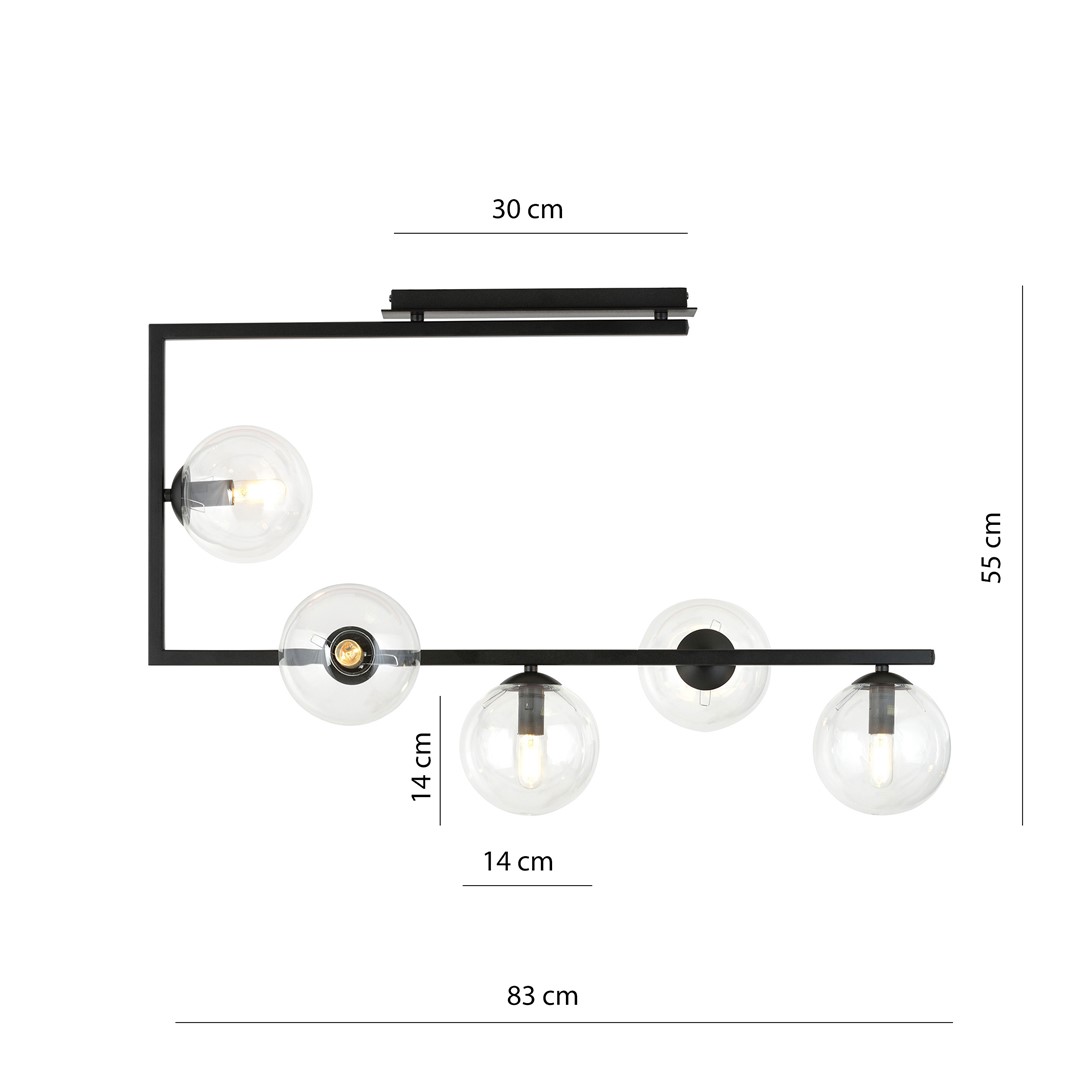 Emibig Stropna svjetiljka SOMA 230V 10W MAX LED E14 Čelik/ Staklo Crna