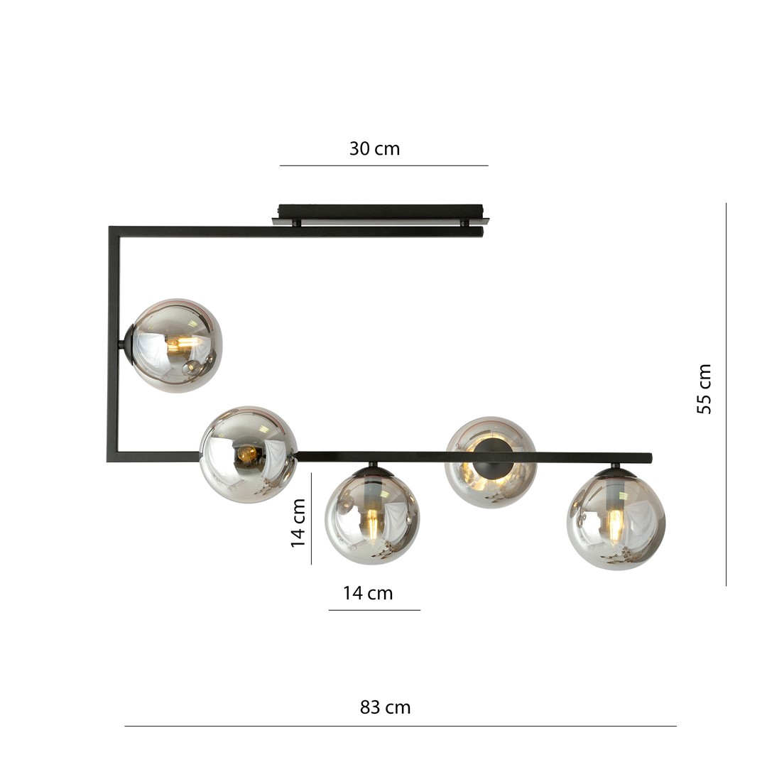 Emibig Stropna svjetiljka SOMA 230V 10W MAX LED E14 Čelik/ Staklo Crna