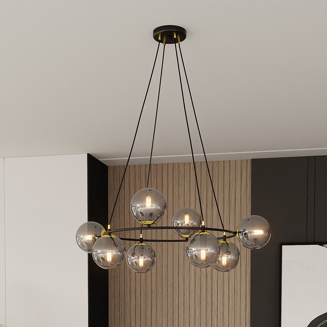 Emibig Visilica AZURA 230V 10W MAX LED E14 Čelik/ Staklo Crna/ Zlatna