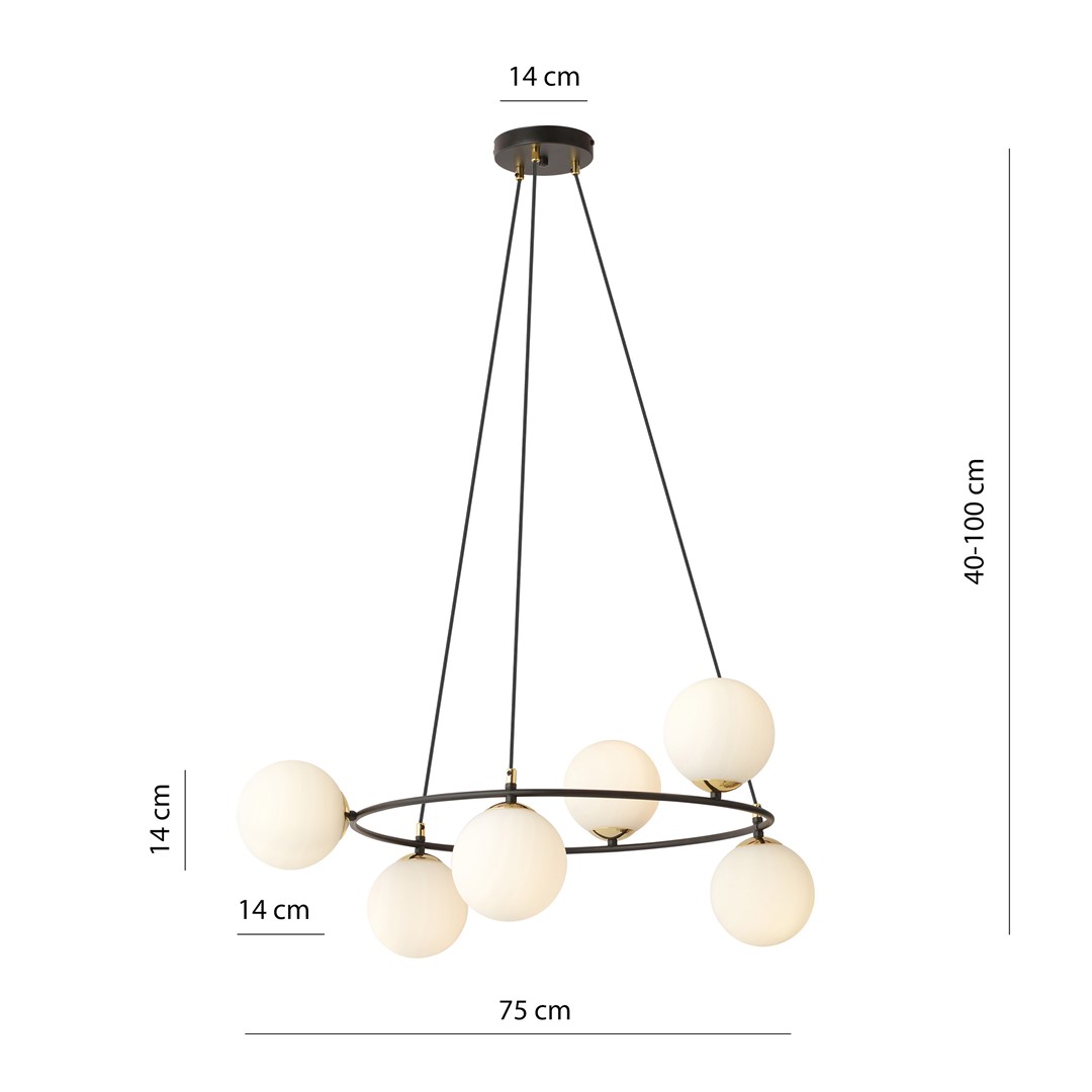 Emibig Visilica AZURA 230V 10W MAX LED E14 Čelik/ Staklo Crna/ Zlatna