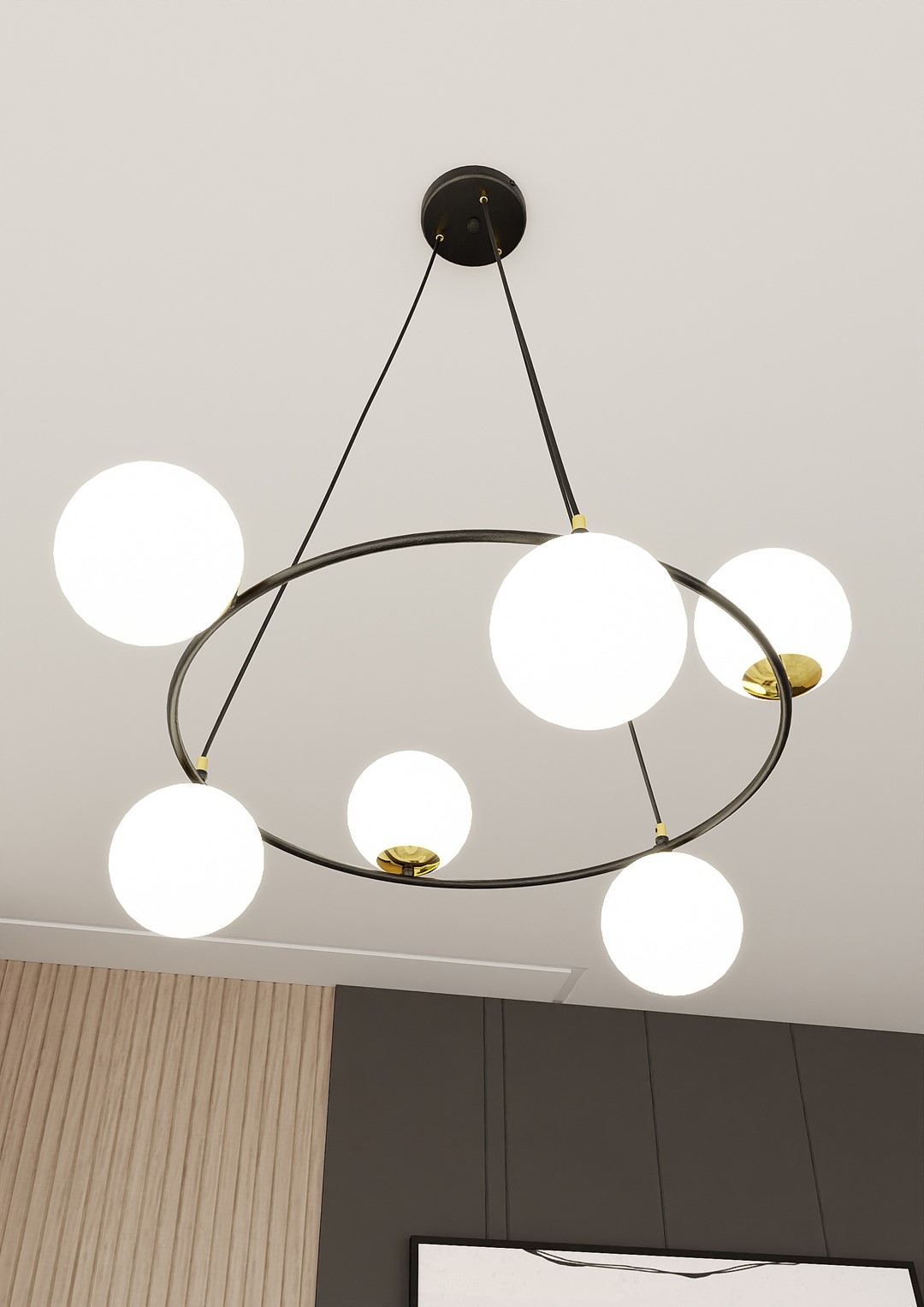 Emibig Visilica AZURA 230V 10W MAX LED E14 Čelik/ Staklo Crna/ Zlatna