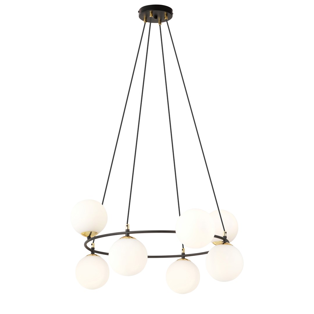Emibig Visilica AZURA 230V 10W MAX LED E14 Čelik/ Staklo Crna/ Zlatna