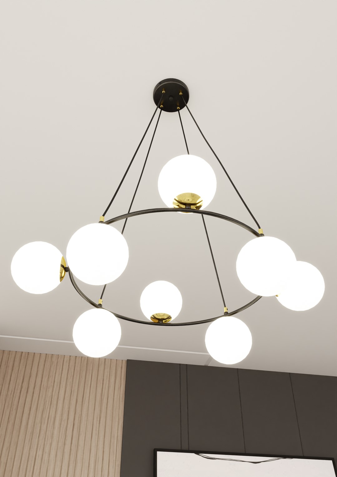 Emibig Visilica AZURA 230V 10W MAX LED E14 Čelik/ Staklo Crna/ Zlatna