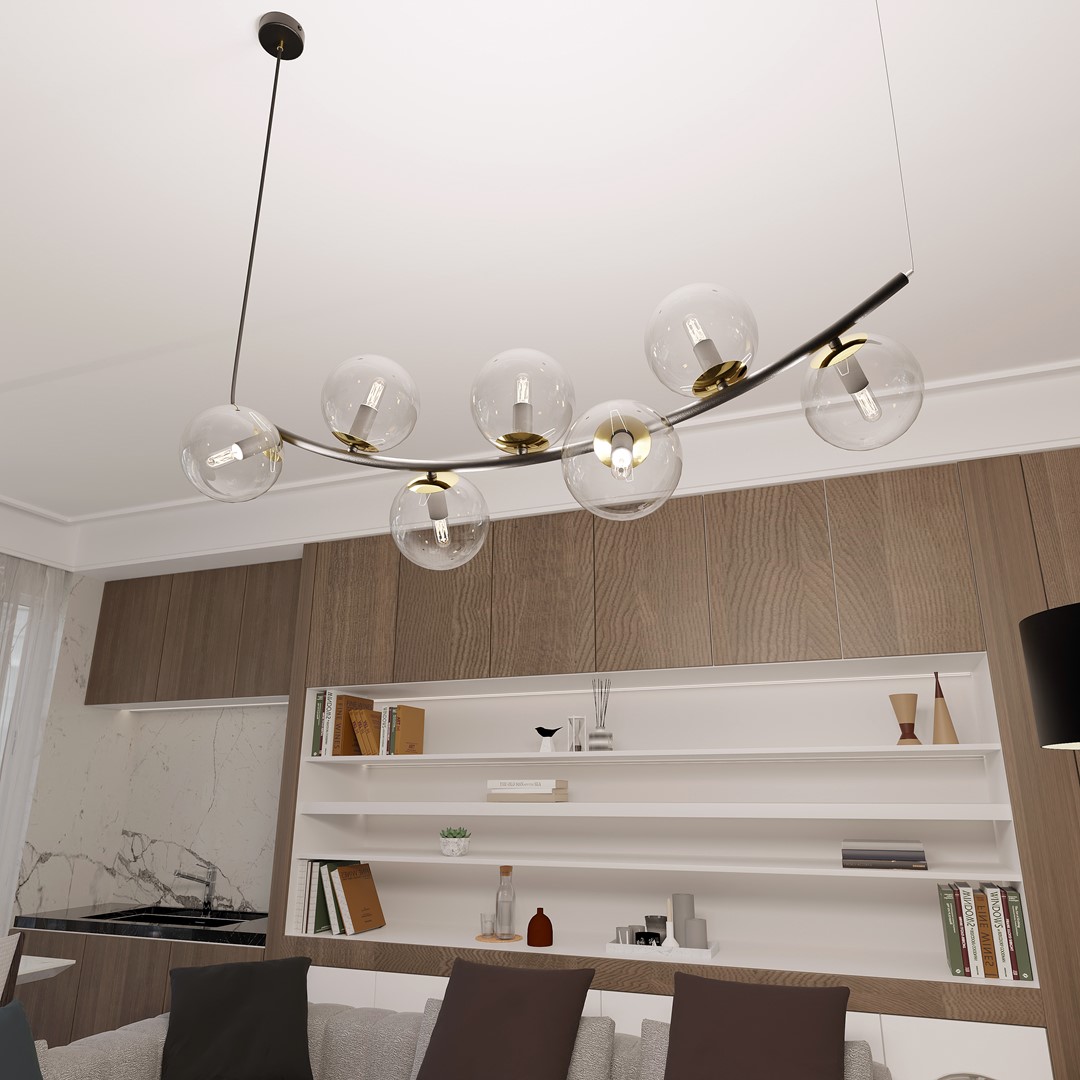 Emibig Visilica RITZ 230V 10W MAX LED E14 Čelik/ Staklo Crna/ Zlatna