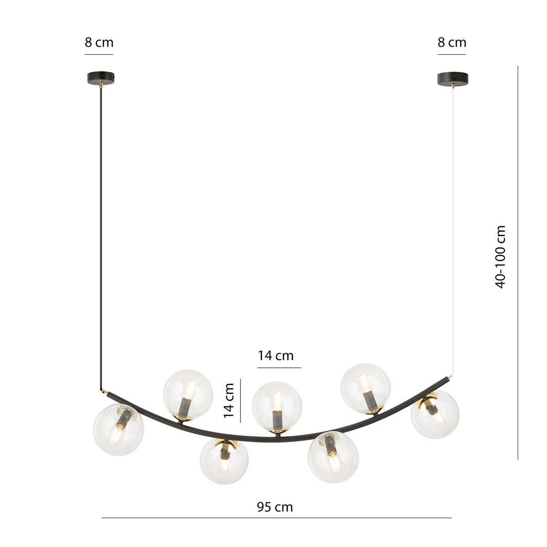 Emibig Visilica RITZ 230V 10W MAX LED E14 Čelik/ Staklo Crna/ Zlatna
