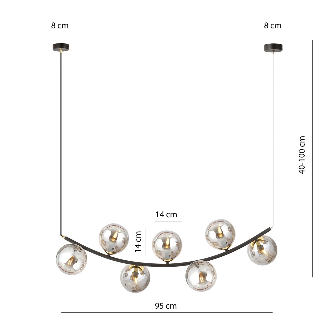 Emibig Visilica RITZ 230V 10W MAX LED E14 Čelik/ Staklo Crna/ Zlatna