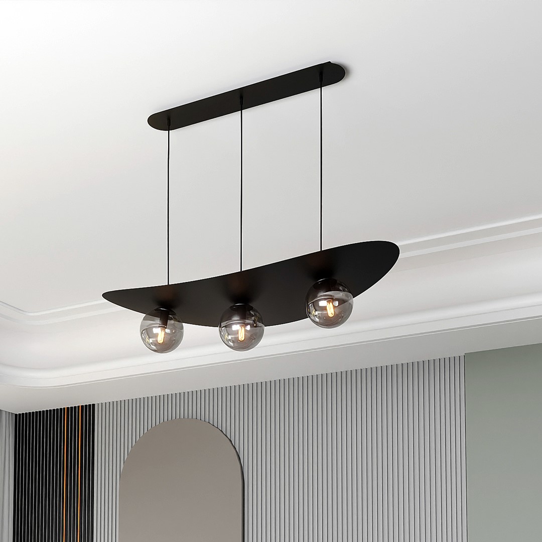 Emibig Visilica AURA 230V 10W MAX LED E14 Čelik/ Staklo Crna