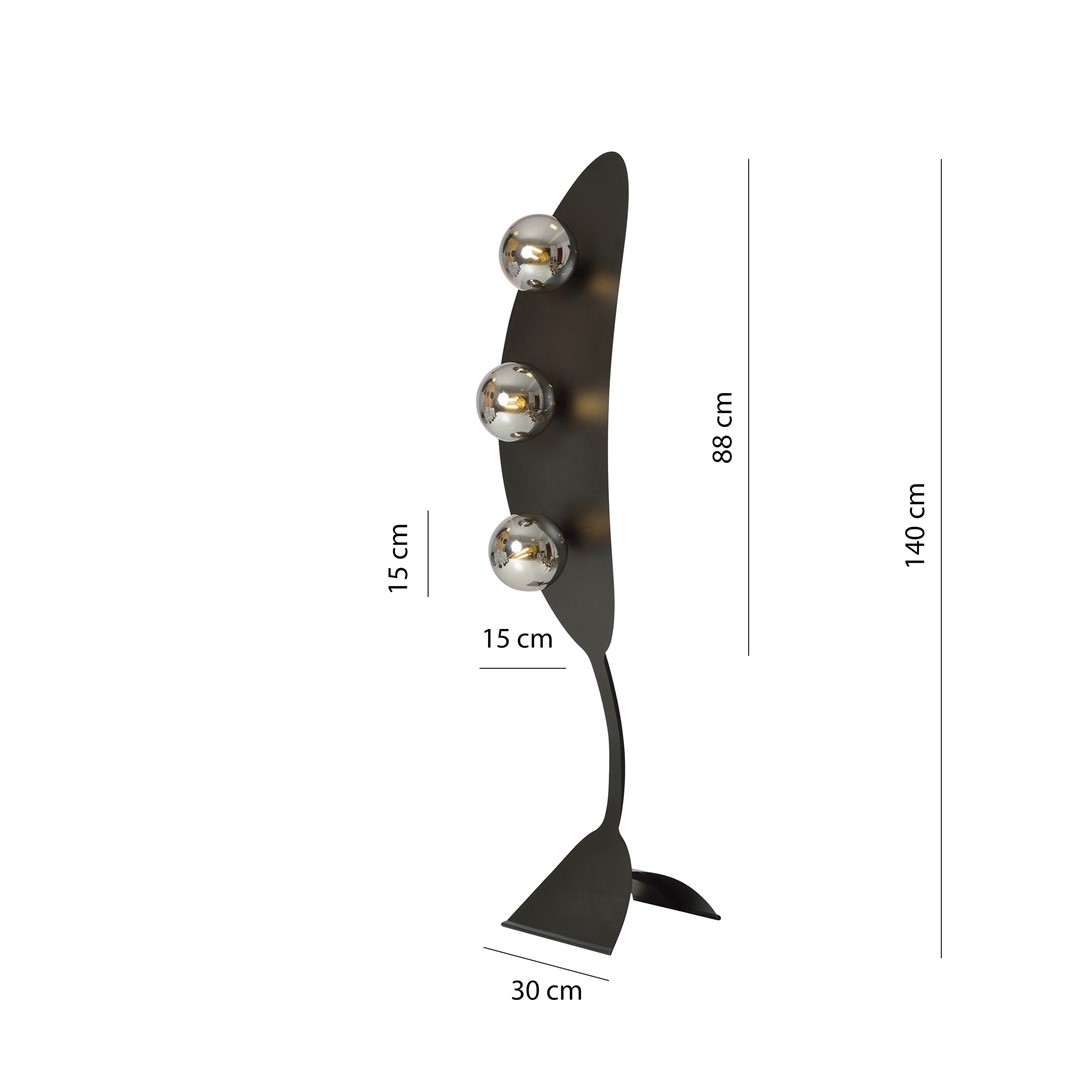 Emibig Podna lampa AURA 230V 10W MAX LED E14 Čelik/ Staklo Crna