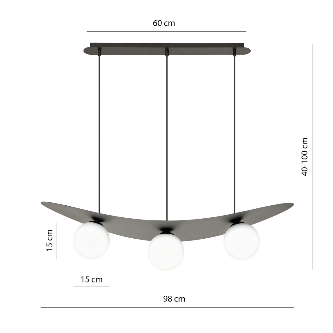Emibig Visilica AURA 230V 10W MAX LED E14 Čelik/ Staklo Crna