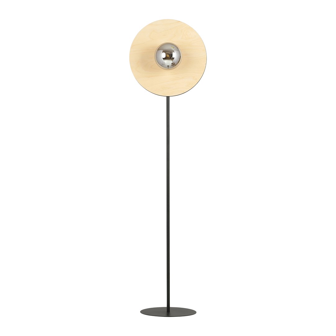 Emibig Podna lampa SOHO 230V 10W MAX LED E14 Čelik/ Staklo/ Šperploča Crna/ Smeđa